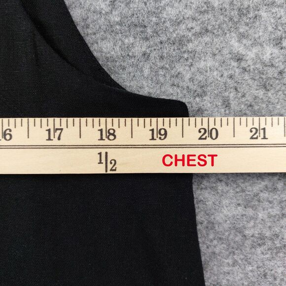 DKNY Dress Womens Medium Black Linen Blend Maxi Tank Sleeveless Side Slit Chic - Picture 4 of 13